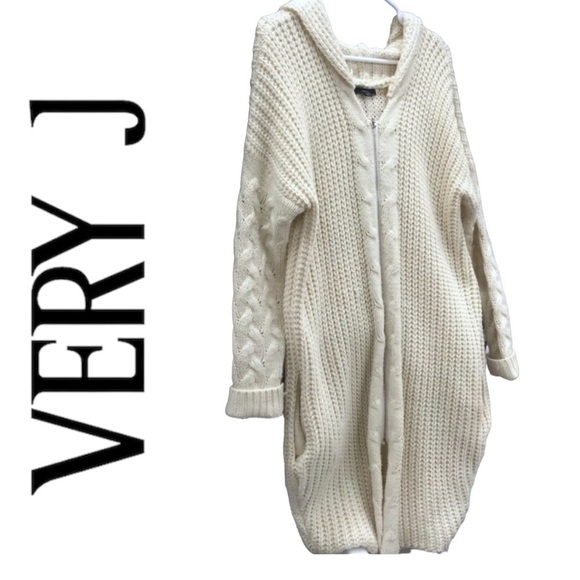 Boho hooded chunk knit long cardigan sweater - Picture 2 of 3